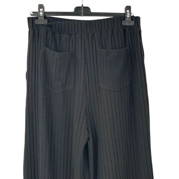 Halara Women's Black Ribbed High Waisted Wide Leg Pull On Lounge Pants Size L - Picture 9 of 15